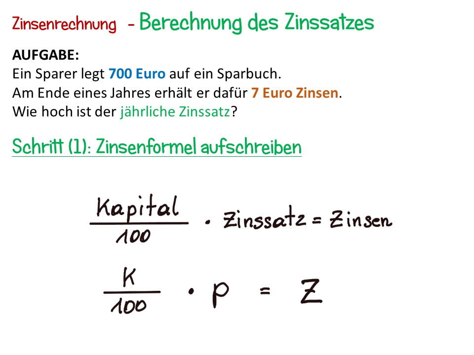 Zinsenrechnung Zinssatz berechnen